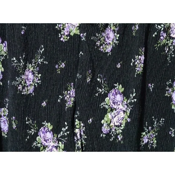 Wild Fable Purple Floral Sleeveless Skater Black Halter Mini Dress -- Size Large - Picture 2 of 8